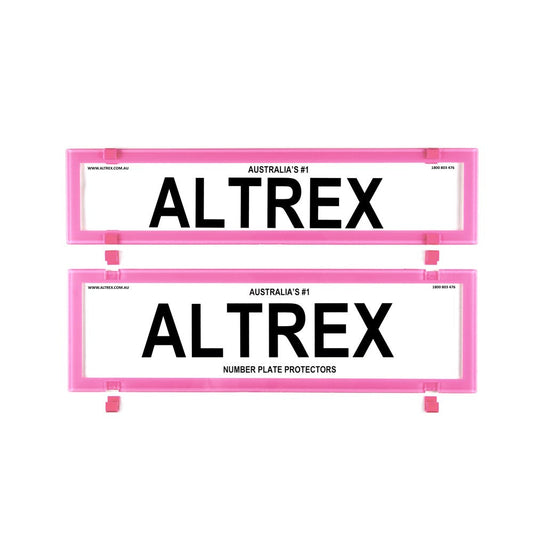 Altrex NSW & SA Slimline Pink Number Plate Protectors -  without Lines - 6BCNLP