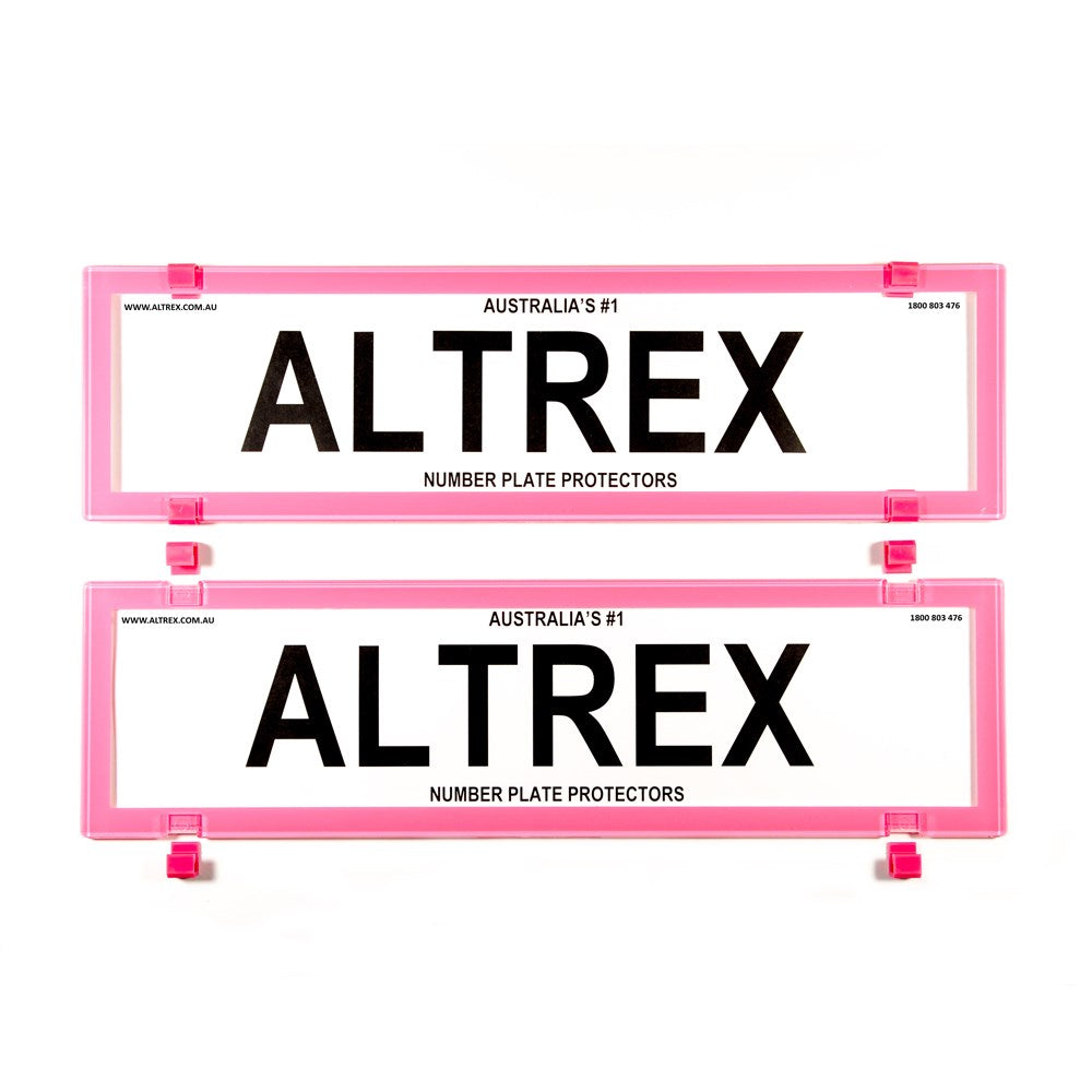Altrex QLD, VIC, TAS, SA, WA & NT Dual Slimline Pink Number Plate Protectors - without Lines - 6BCVSNL