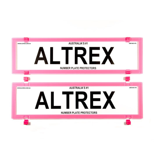 Altrex QLD, VIC, TAS, SA, WA & NT Dual Slimline Pink Number Plate Protectors - without Lines - 6BCVSNL