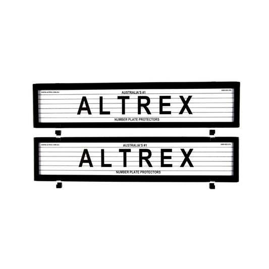 Altrex European Classic Full Size Front and Rear Black Number Plate Protectors - with Lines - 6LE