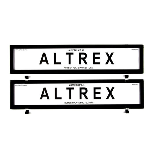 Altrex European Classic Full Size Front & Rear Black Number Plate Protectors - without Lines - 6NLE