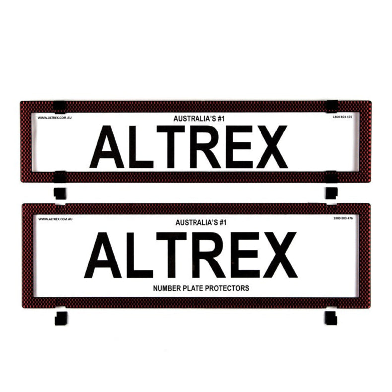 Altrex NSW & SA Premium/Slimline Red Carbon Fibre Number Plate Protectors - without Lines - 6SERP