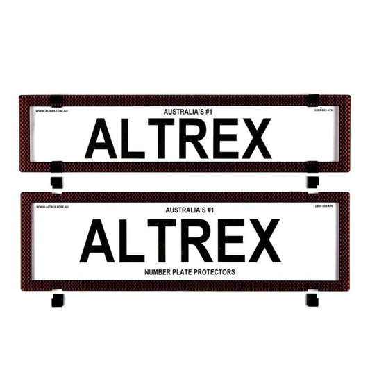 Altrex NSW & SA Premium/Slimline Red Carbon Fibre Number Plate Protectors - without Lines - 6SERP