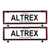 Altrex QLD, VIC, TAS, SA, WA & NT Dual Slimline Red Carbon Fibre Number Plate Protectors - without Lines - 6SERV
