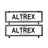 Altrex QLD, VIC, TAS, SA, WA & NT Dual Slimline Silver Carbon Fibre Number Plate Protectors - without Lines - 6SESV