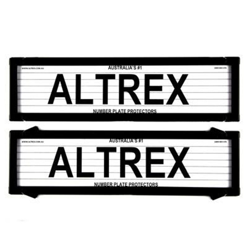 Altrex QLD, VIC, TAS, SA, WA & NT Dual Slimline Black Number Plate Protectors - with Lines - 6VSL