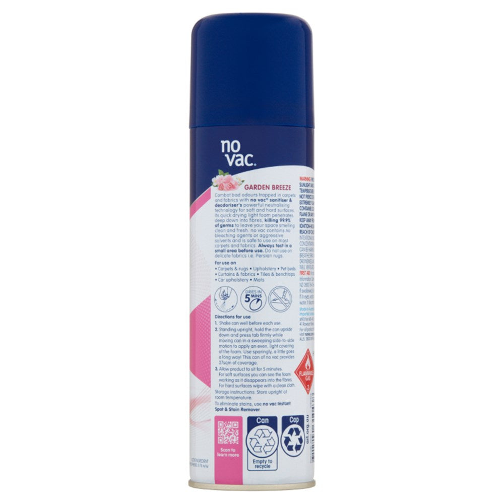 No Vac Foaming¬†Sanitiser¬†and¬†Deodoriser¬†- Garden Breeze -¬†290g - 31149 (Pickup Only)