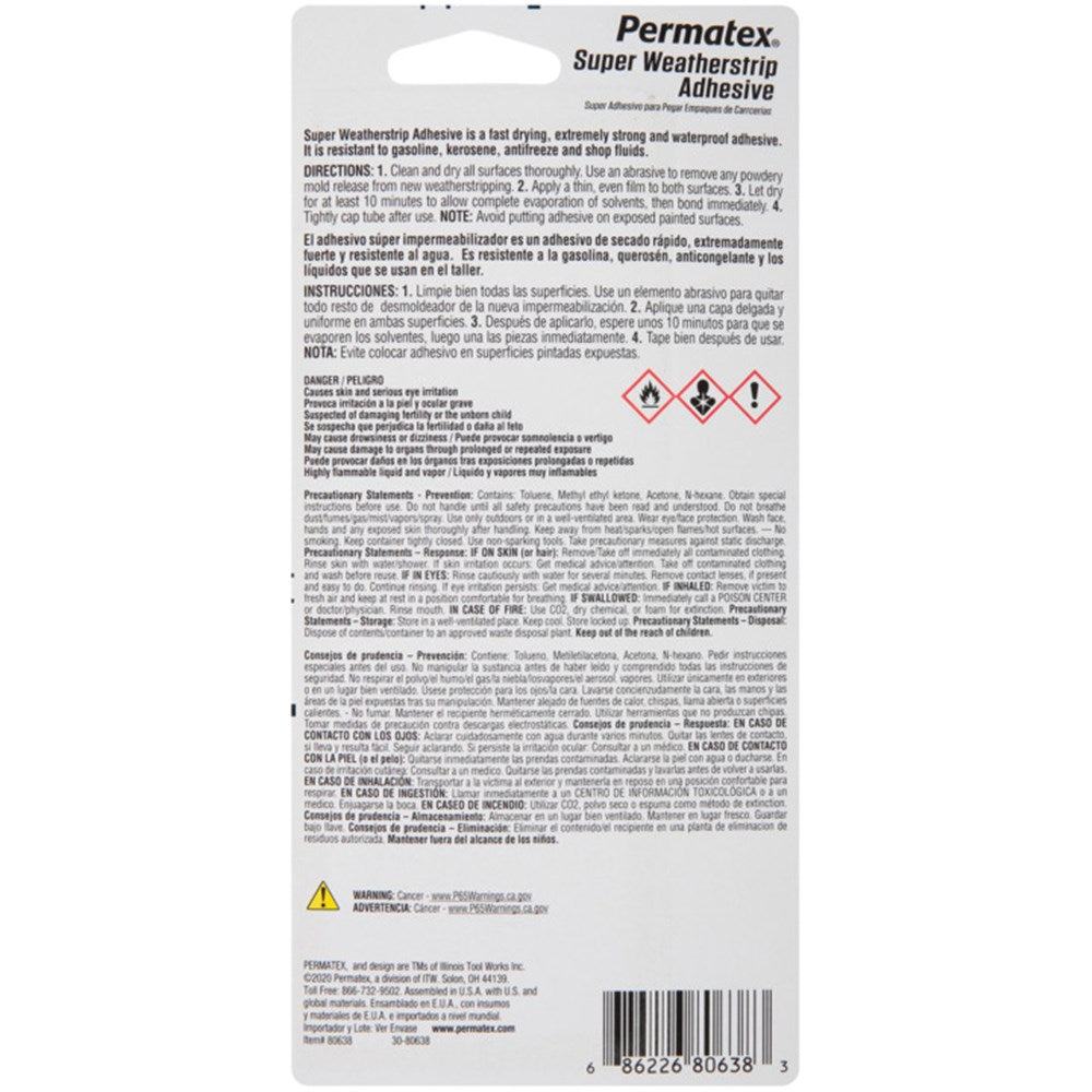 Permatex Super Weather Strip Adhesive - 80638 - PX80638