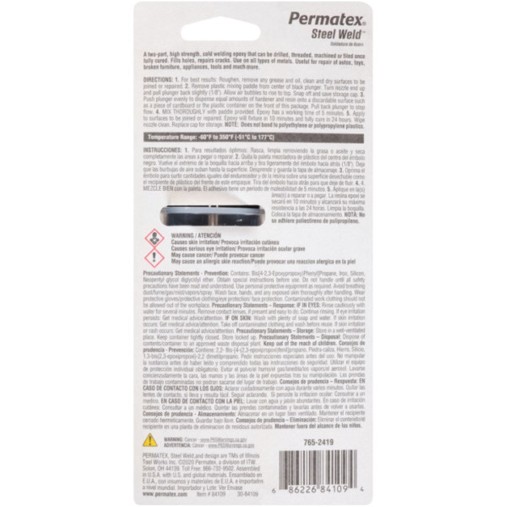 Permatex Steel Weld Epoxy 25ML - 84109 - PX84109