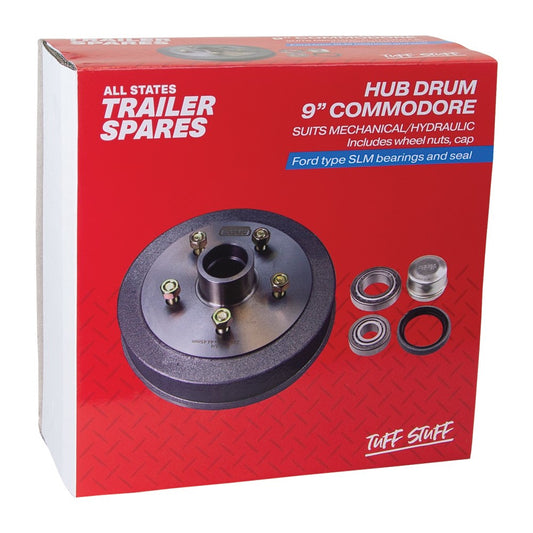 ASTSS 9" Commodore Type 5x120mm Hub Drum to Suit Mechanical/Hydraulic Brake and SLM Bearings - R1904A (Bulky Item - Freight Applies)