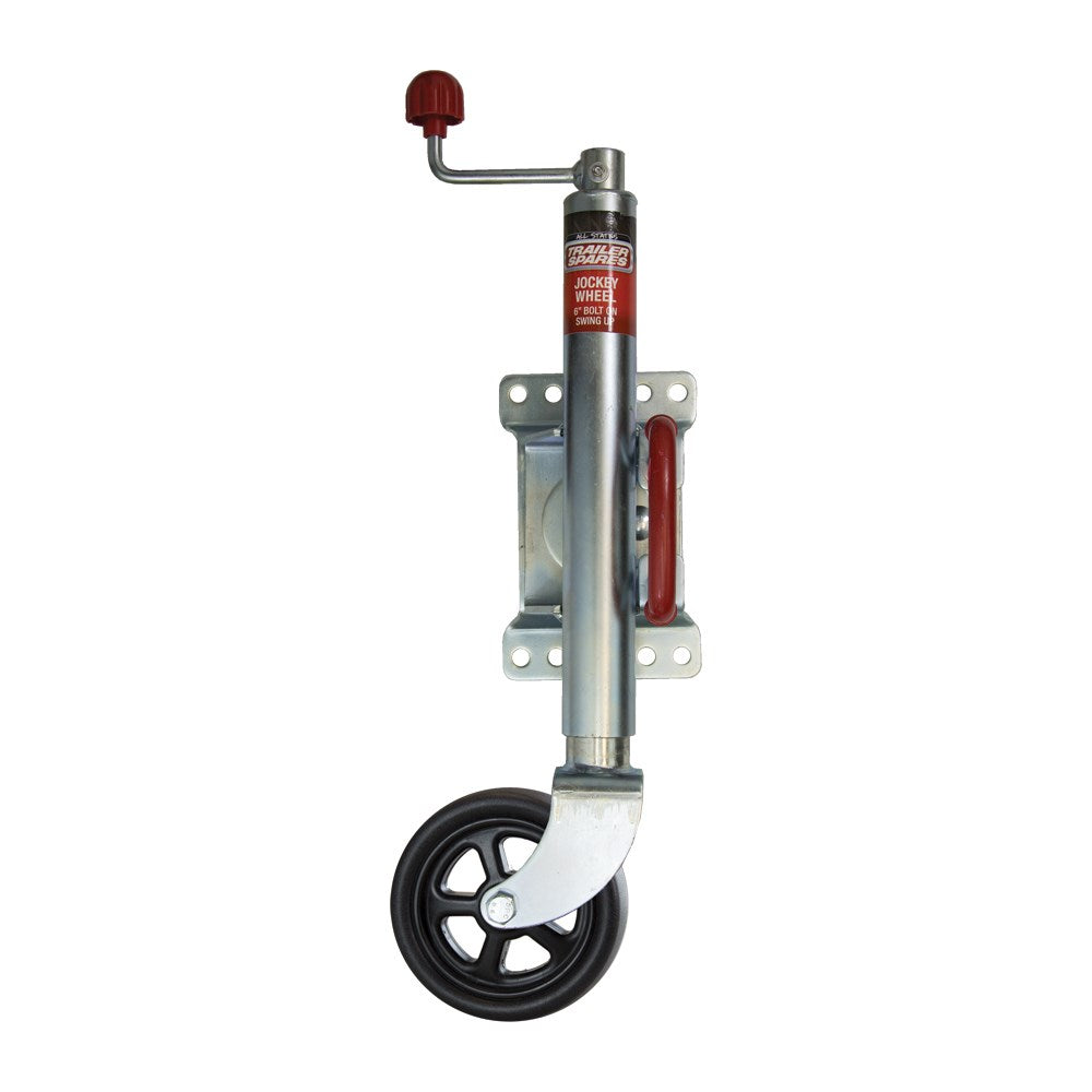 ASTSS 6" Jockey Wheel with Swing Away U-Bolt 4-Hole Bolt On Clamp (350kg) - R2112A (Bulky Item - Freight Applies)