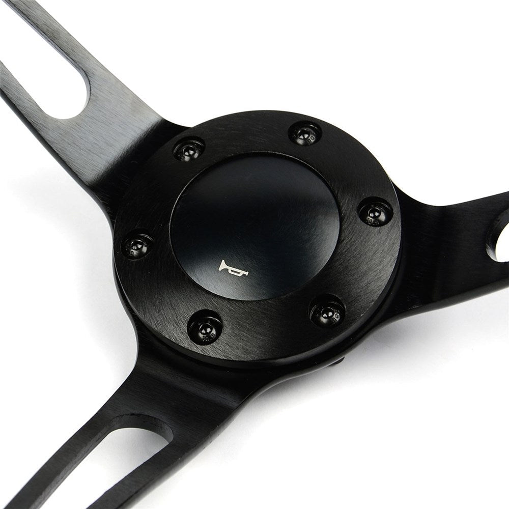 SAAS 15" Classic Deep Dish Poly Steering Wheel with Black Alloy Slotted Spokes - SW25910