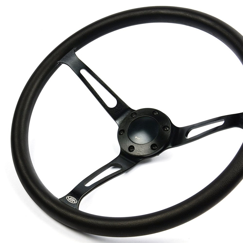 SAAS 15" Classic Deep Dish Poly Steering Wheel with Black Alloy Slotted Spokes - SW25910