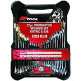 PKTool 22-Piece Metric/SAE Combination (Ring) Spanner Set with Plastic Holder - PT10170 (Bulky Item - Freight Applies)