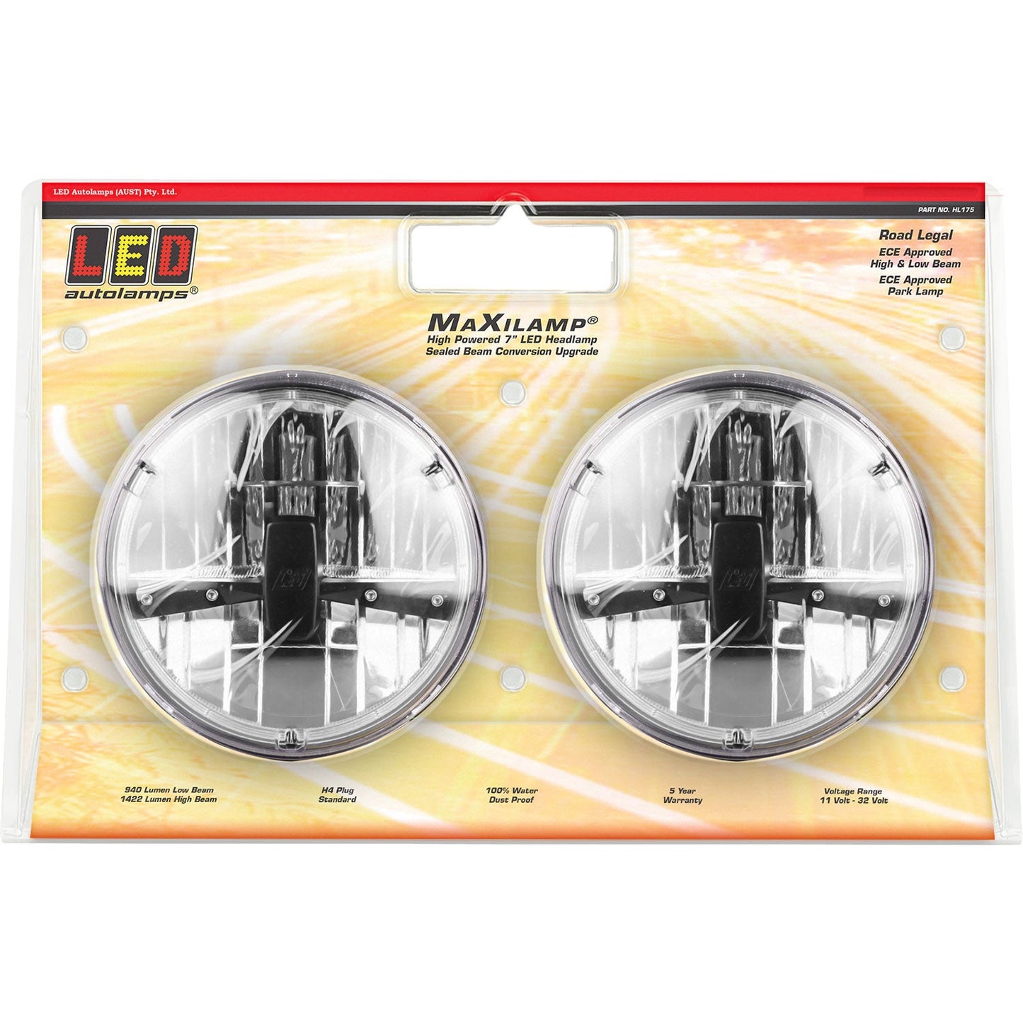 LED Autolamps HL175 7" Sealed Beam Headlights