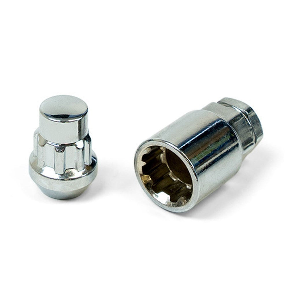 SAAS Set of 4 Splined Lock Nuts - Chrome Plated, M12x1.25 Thread, Bulge Type - 913025