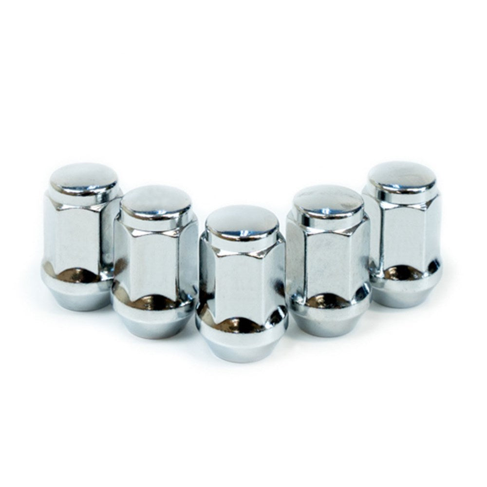 SAAS Set of 5 Wheel Nuts - 35mm Length,  Chrome, M12x1.25 Thread, Flat Head Bulge Type - 435955