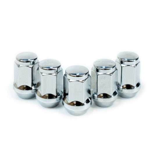 SAAS Set of 5 Wheel Nuts - 35mm Length,  Chrome, M12x1.25 Thread, Flat Head Bulge Type - 435955
