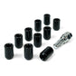 SAAS Set of 10 Small Diameter Internal Hex Wheel Nuts with Key - 33mm Length, Black, M12x1.50 Thread, Taper Seat Type - 8330610BC