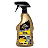A gold bottle of Armor All Ultra Graphene Spray Coating with a yellow vehicle depicted on the label.