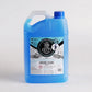 A blue plastic jug labeled 'Salty Captain Engine Flush' with a white label and a logo, indicating it is a corrosion inhibitor for marine engines.