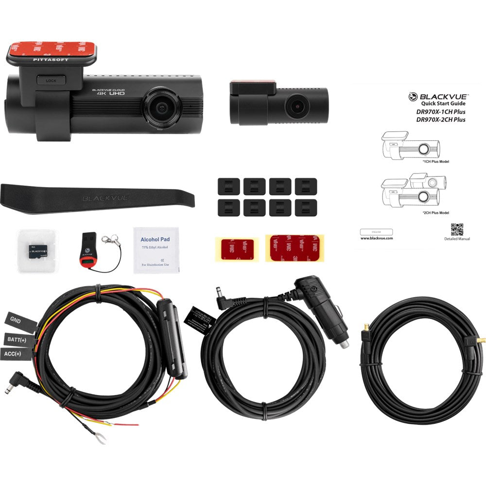 BlackVue DR970X-2CH-64-PL 4K Ultra HD Cloud Ready Front and Rear Dash Cam (64GB Memory Card)