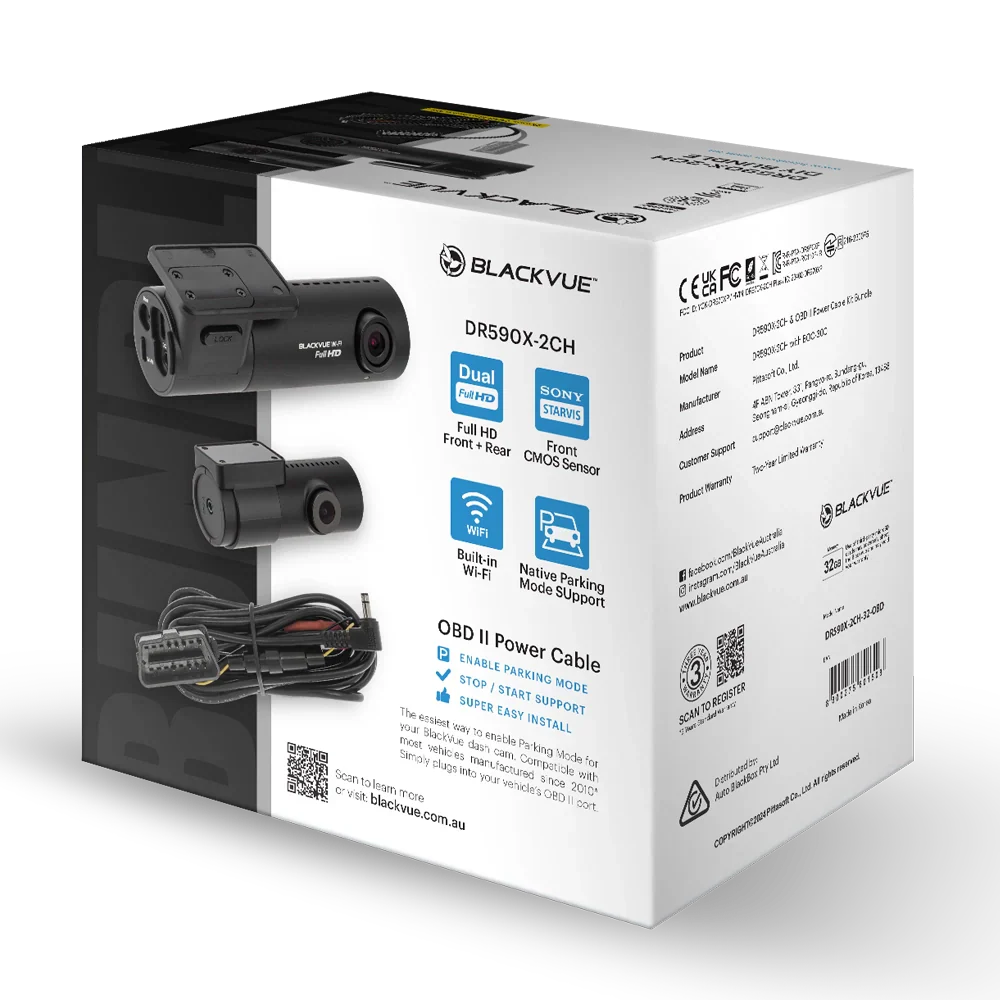 BlackVue Full HD 2 Channel Dash Camera OBD Bundle - DR590X-2CH-32-PL-OBD