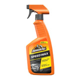 Orange spray bottle of Armor All Speed Wax on a white background