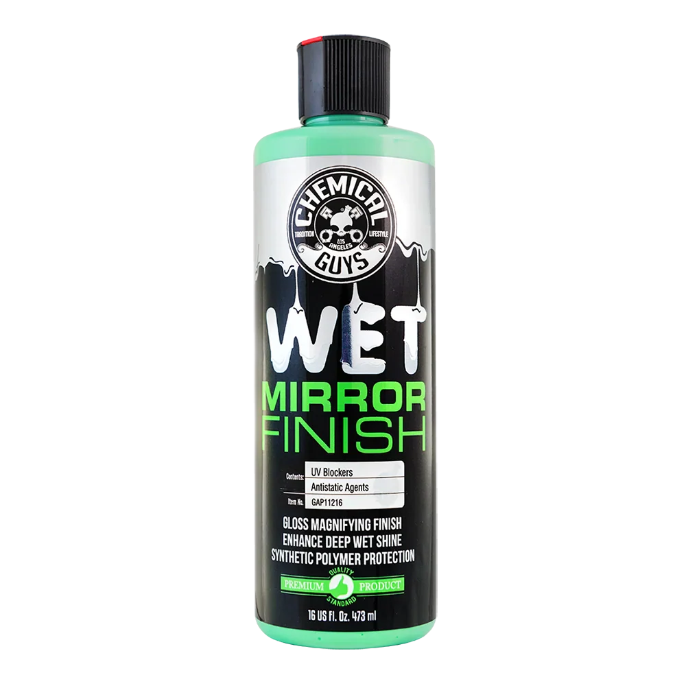 Bottle of Chemical Guys Wet Mirror Finish product on a white background