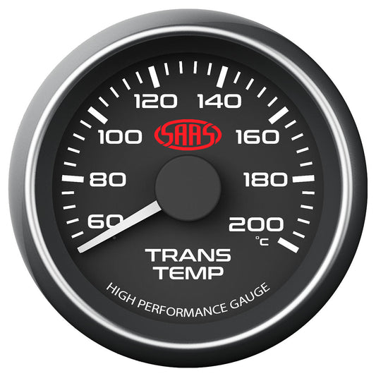 SAAS SG-TT52B Muscle Series - Trans Oil Temp Gauge 60¬∞-200¬∞ 52mm Black