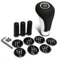 SAAS Black Leather Gear Knob with Aluminium Insert and 8 Shift Pattern Stickers - SGKAL
