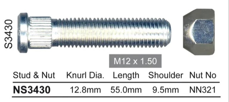 Nice Wheel Stud & Nut Set - NS3430