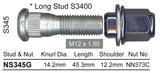 Nice Wheel Stud & Nut Set - NS345G