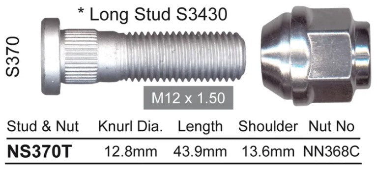 Nice Wheel Stud & Nut Set - NS370T