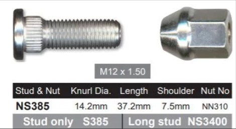 Nice Wheel Stud & Nut Set - NS385