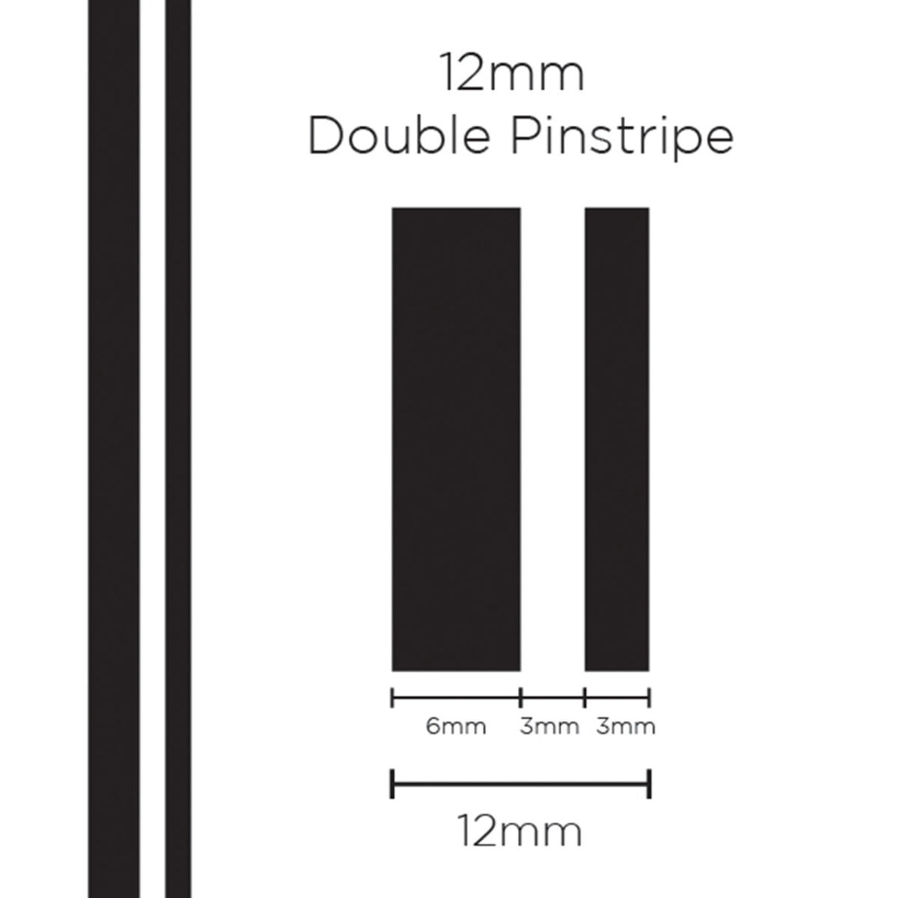 SAAS 12mm Pinstripe, Double Black (10m) - 1601