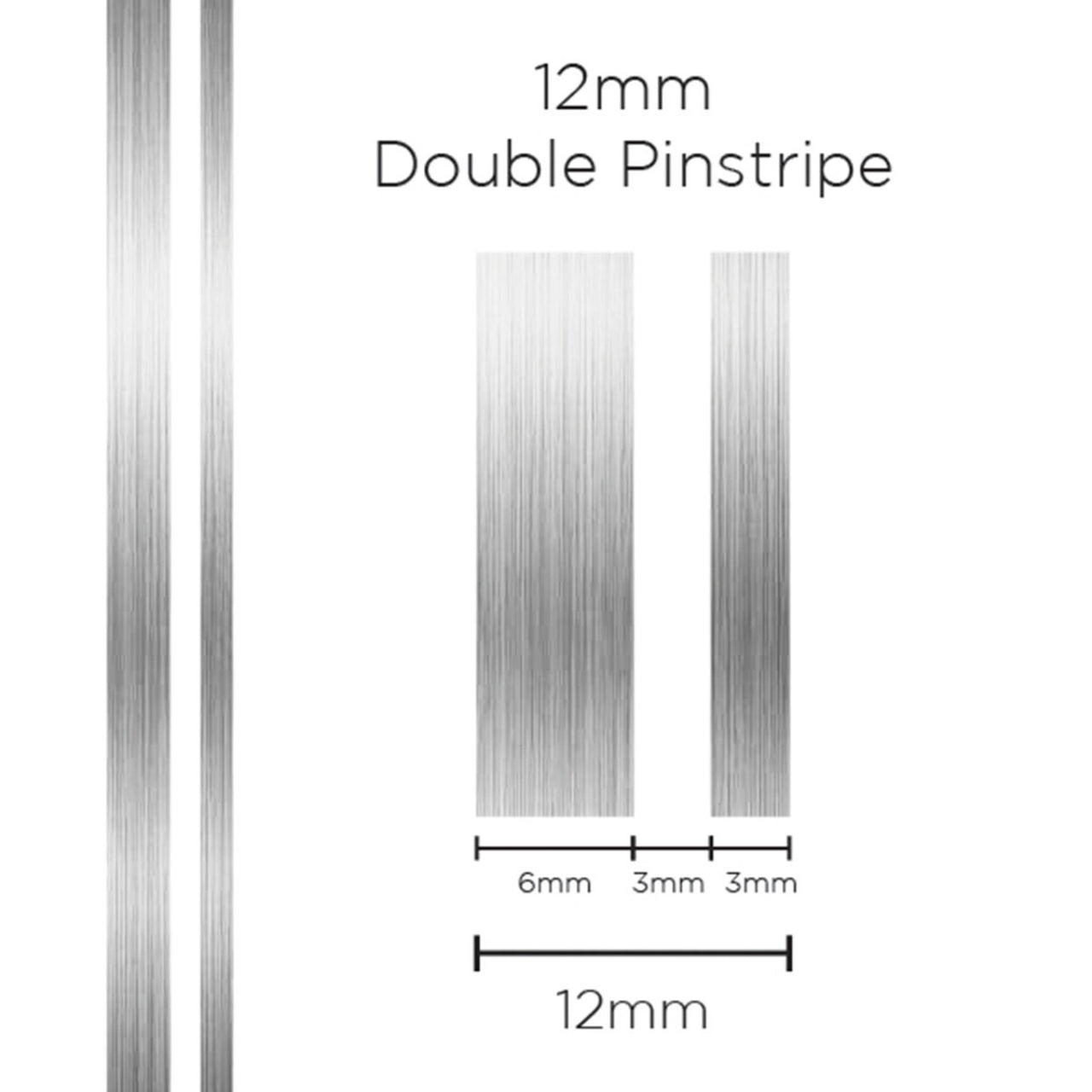 SAAS 12mm Pinstripe, Double Silver (10m) - 1607