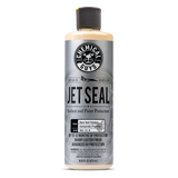 Bottle of Chemical Guys Jet Seal, with a silver label and creamy-coloured liquid. On a white background