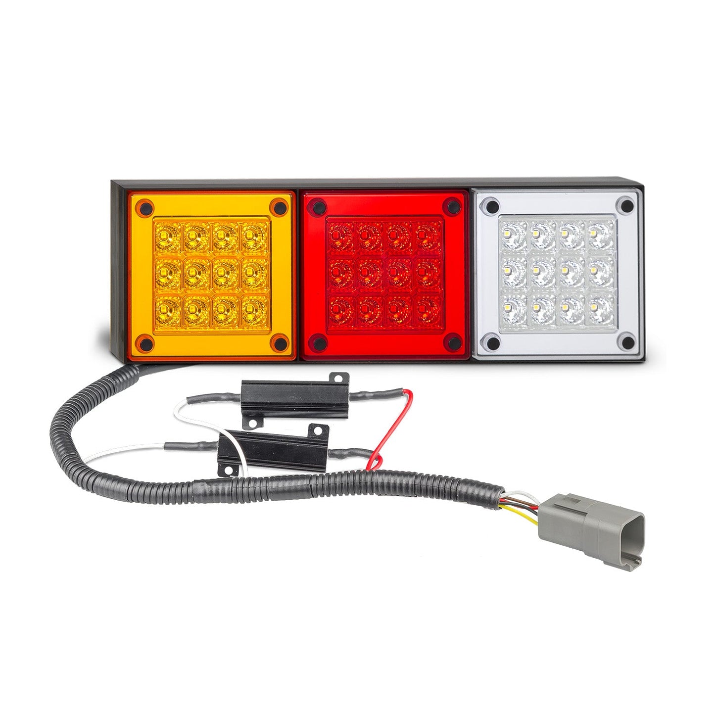 LED Autolamps 280ARWM2LR12/450 Rear Combination LED Lamp Mini Jumbo with Load Resistors, DT04 Connector and Patch Cable - Stop/Tail/Indicator/Reverse