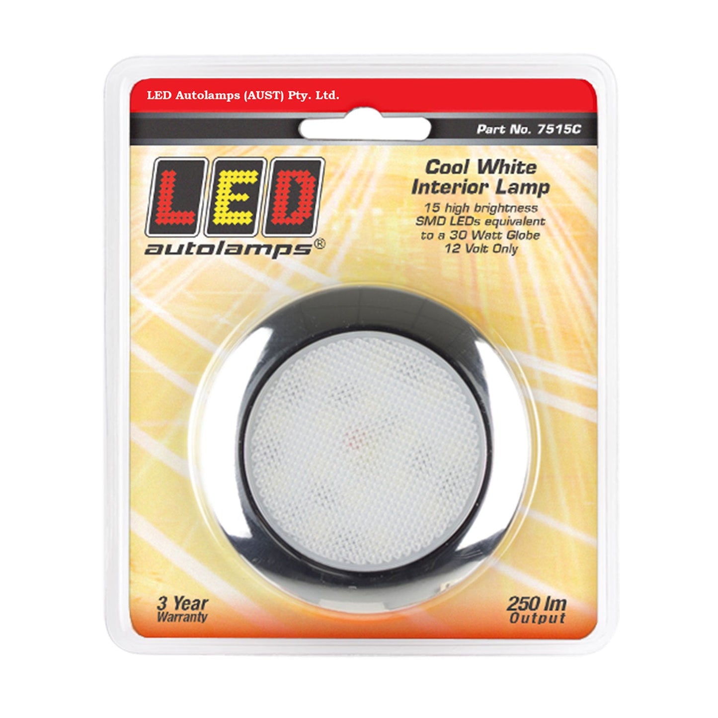 LED Autolamps 7515C LED Round Interior Lamp with Chrome Bezel