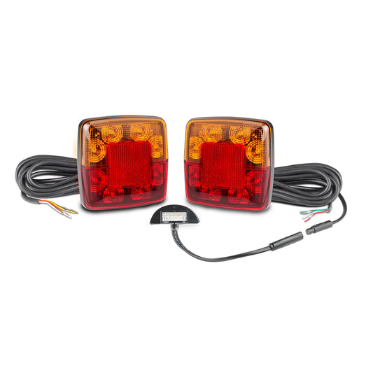 LED Autolamps 98BARLP2/5 5 Metre Small Square LED Trailer Lamp Kit with Reflex Reflector and Licence Plate Lamp - Stop/Tail/Indicator