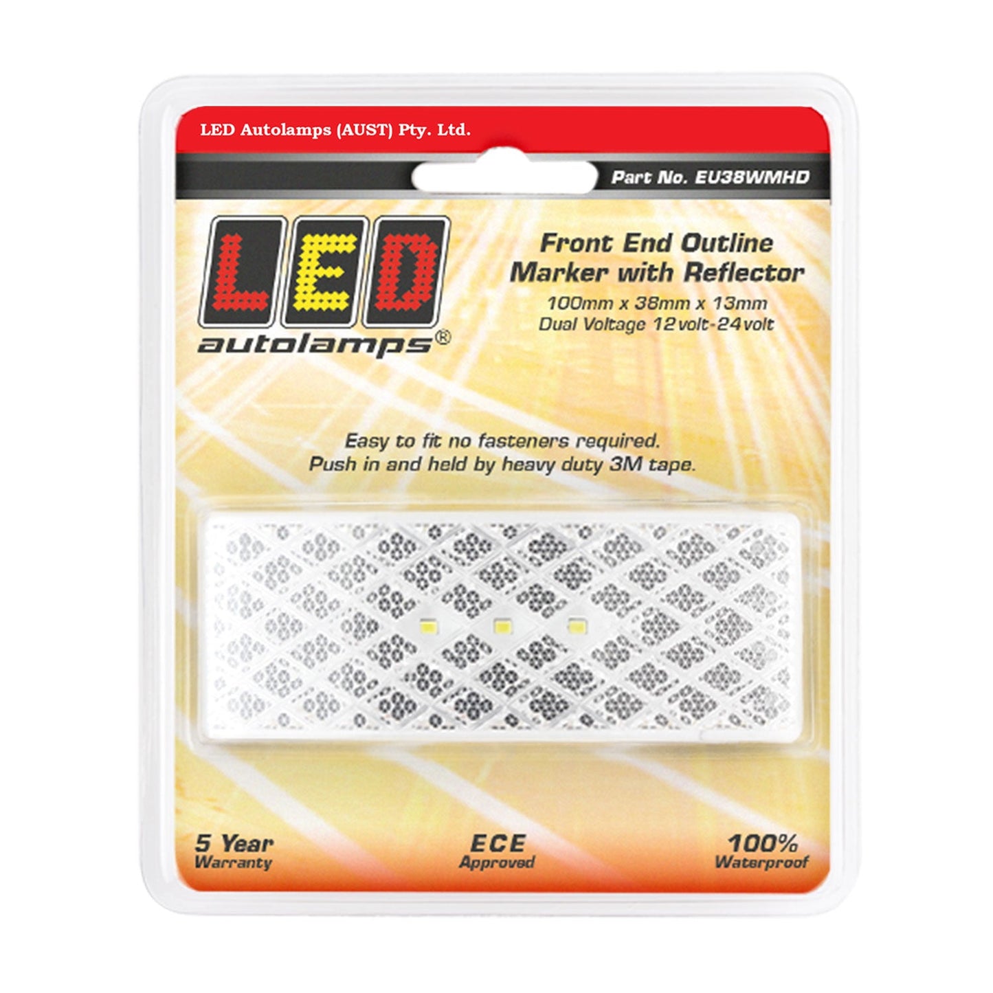 LED Autolamps EU38WMHD LED Front End Outline Marker Lamp with Inbuilt Reflector and 3M Double Sided Tape Mount