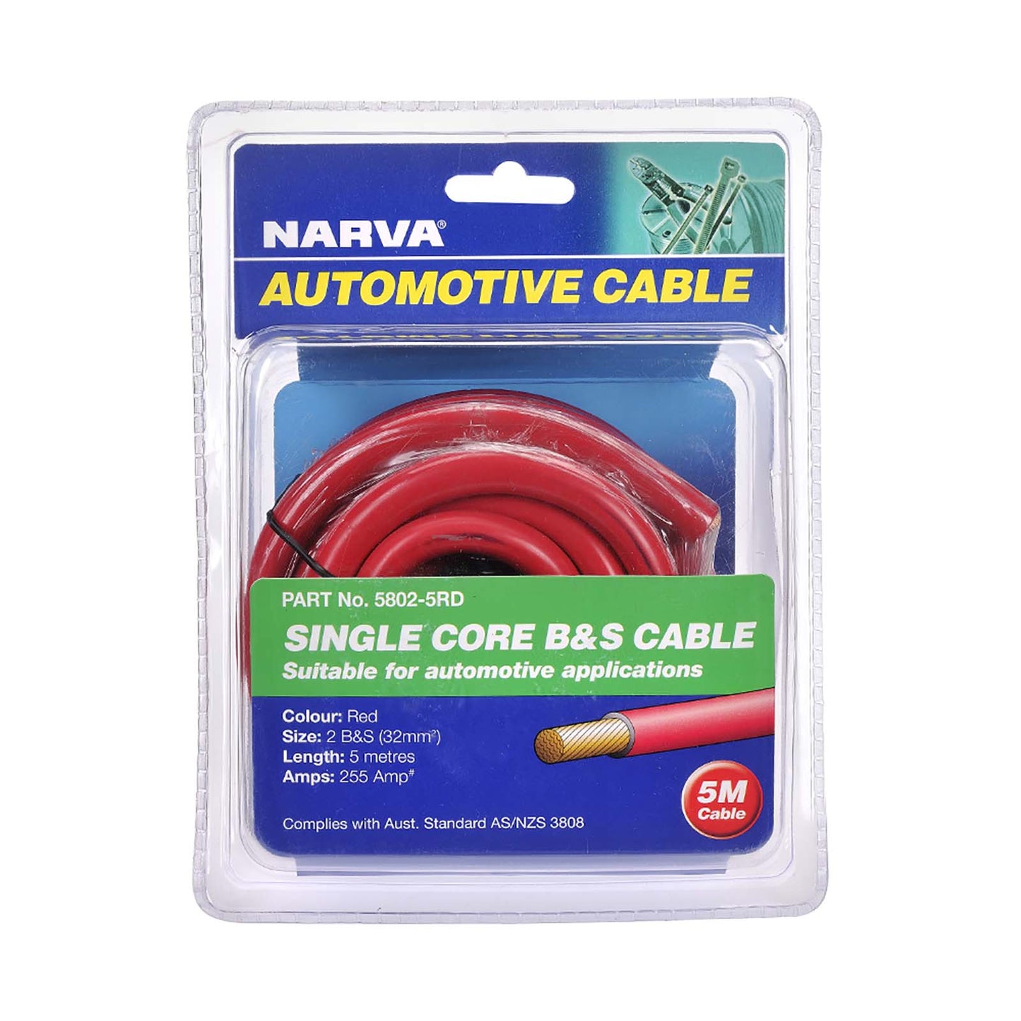 Narva 255A Red 2 B&S Cable (5M) 5802-5Rd