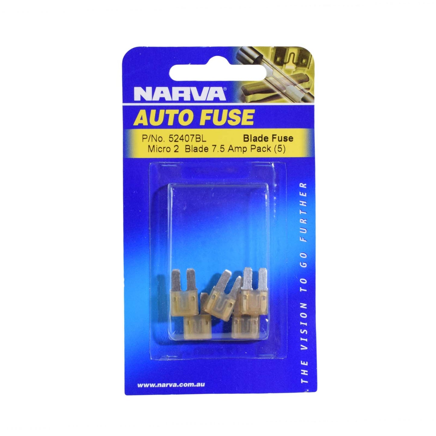 Narva 52407BL 7.5 Amp Brown Micro 2 Blade Fuse (Pack Of 5)