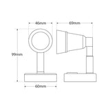 LED Autolamps RL60-12B LED Reading Light with Rotate, Tilt Adjust and On/Off Switch